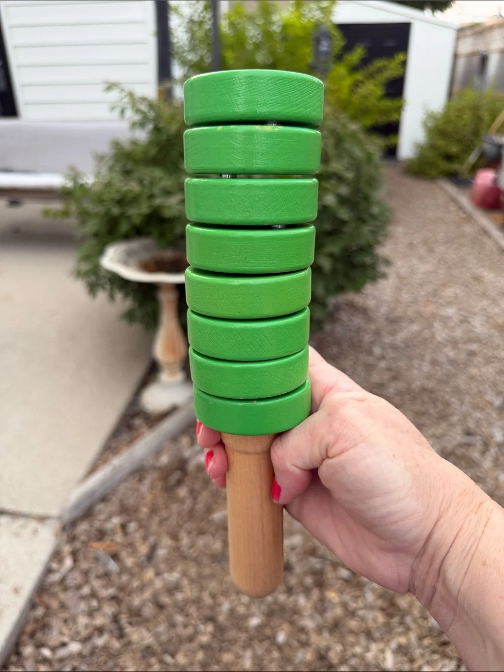 Green Wooden Stacked True Balance Coordination Toy